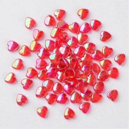 Acrylic Beads – Heart – Red AB – 8x8mm – Pack Of 100