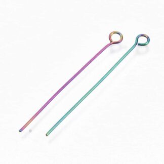 Eye Pins – Multicoloured – Stainless Steel – 30×0.6mm – Pack Of 10