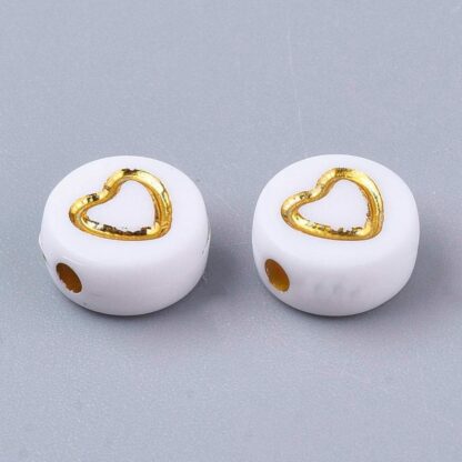 Acrylic Beads – Heart – Gold – 7×4 – Pack Of 50