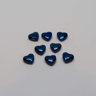 Hematite Heart Bead – Blue – 6x5mm