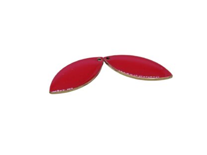 Enamelled Copper Marquise Charm – Red – 16x5mm