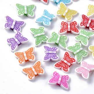 Acrylic Beads – Butterfly – Mixed Colour – 11x14mm – Pack Of 50 Beads