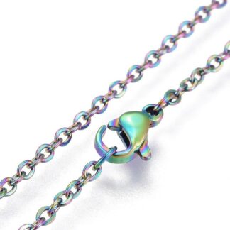 Stainless Steel Necklace Chain – Multicoloured – 50cm – Link Size – 3mm