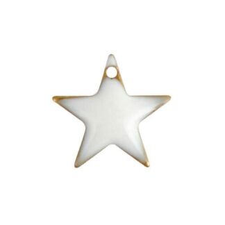 Enamelled Copper Star Charm – Off White – 12x11mm