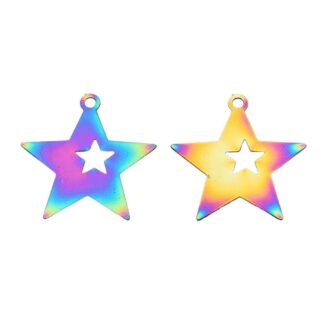 Star Charm – Stainless Steel – Multicoloured – 26x26mm