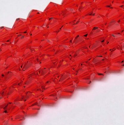 Crystal Bicones – AA Grade – Red – 4mm – Strand Of 90 Beads