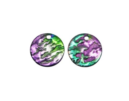 Round Textured Charm – Stainless Steel – Multicoloured – 12mm