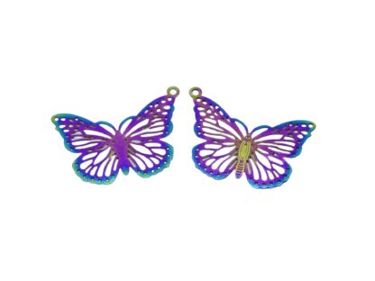 Filigree Butterfly Charm – Stainless Steel – Multicoloured – 18x26mm
