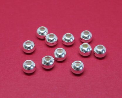 Large Hole Spacer Beads – Silver – 6mm – Pack Of 10