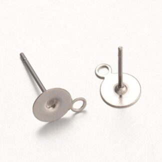 Earring Posts With Loop – Stainless Steel – 6mm – 5 Pairs