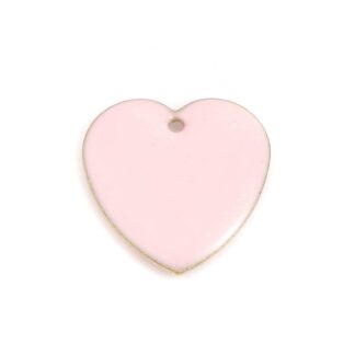 Heart Pendant – Enamelled Copper – Pink -16x16mm