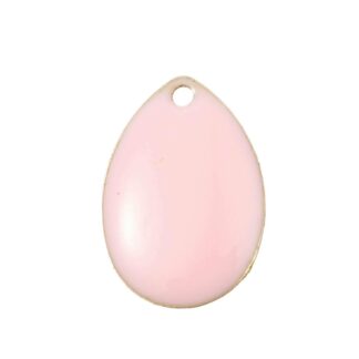 Enamelled Copper Teardrop Charm/Pendant – Pink – 14x10mm
