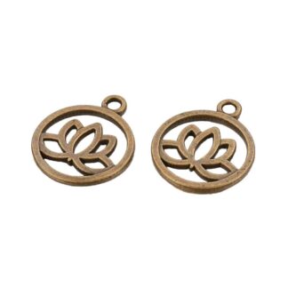 Lotus Pendant/Charm – Antique Bronze – 24x20mm