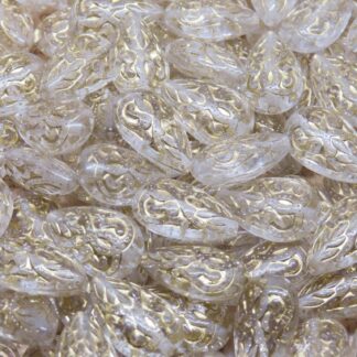 Acrylic Drop Beads – Clear/Gold – 18x11mm – Pack Of 2