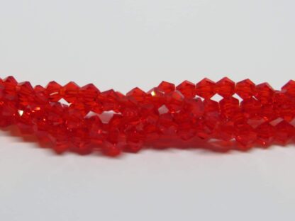Crystal Bicones – AA Grade – Red – 4mm – Strand Of 90 Beads