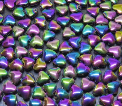 Hematite Heart Bead – Rainbow – 6x5mm
