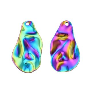 Ripple Effect Teardrop Pendant – Stainless Steel – Multicoloured – 30x16mm