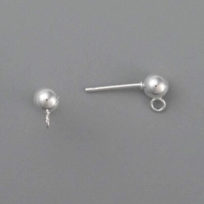 Stainless Steel Ball Stud With Loop – Bright Silver – 4mm – 5 Pairs