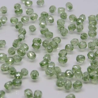 Czech Fire Polished Glass Beads – Peridot – 3mm – Pack Of 20