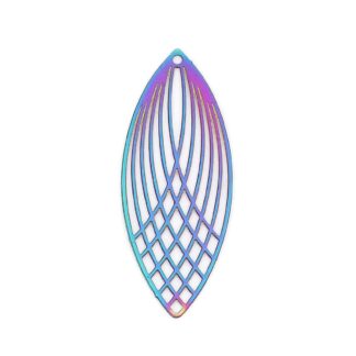 Filigree Marquise Pendant – Stainless Steel – Multicoloured – 40x16mm