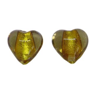 Lampwork Heart Bead – Light Topaz – 13x13mm