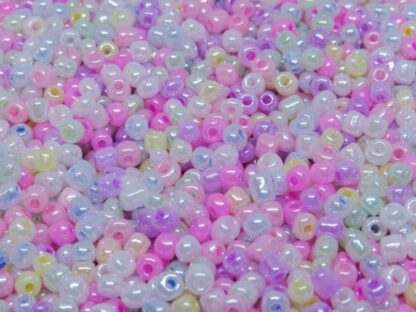 Seed Beads – Size 6/0 – Mixed Pastel Pearl – Pink Mix – 10g Bag
