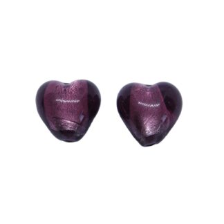Lampwork Heart Bead – Amethyst – 13x13mm