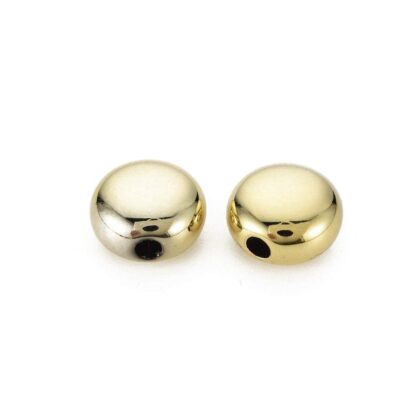 Spacer Bead – Gold Plated Acrylic – Flat Round – 12x12mm