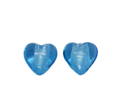Lampwork Heart Bead – Blue – 13x13mm
