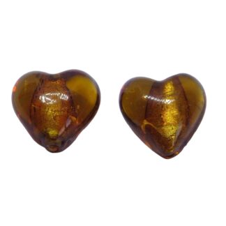 Lampwork Heart Bead – Topaz – 13x13mm