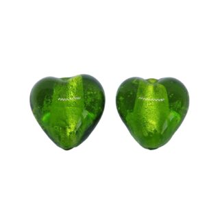 Lampwork Heart Bead – Green – 13x13mm