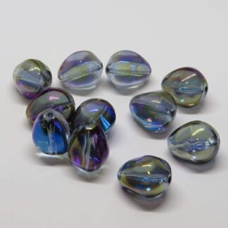 Glass Teardrop Bead – Purple AB – 17x14mm – SLIGHTLY DAMAGED