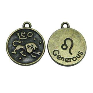 Zodiac Pendant – LEO – Antique Bronze – 20x17mm