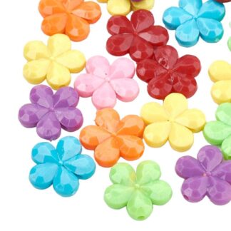 Acrylic Flower Beads – BRIGHTS – Mixed Colour – 13x14mm – Pack Of 50