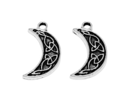 Celtic Moon Charm – Antique Silver – 18x10mm