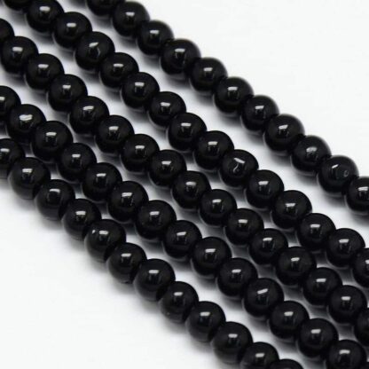 Glass Beads – Black – 4mm – Strand Of 100 Beads