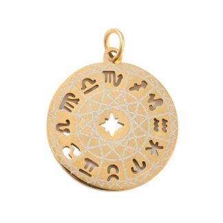 Zodiac / 12 Constellation Pendant – Stainless Steel – Gold – 22mm