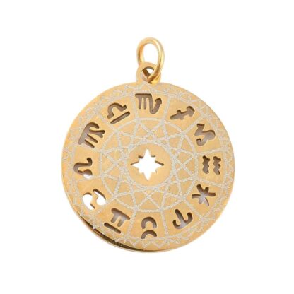 Zodiac / 12 Constellation Pendant – Stainless Steel – Gold – 22mm