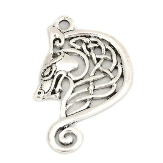 Celtic Wolf Pendant – Antique Silver – 35x24mm