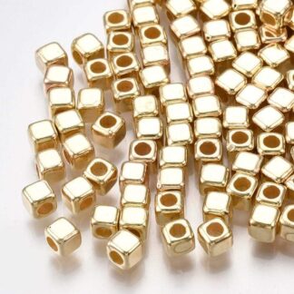 Acrylic Spacer Beads – Cube – Gold – 3mm – Pack Of 20