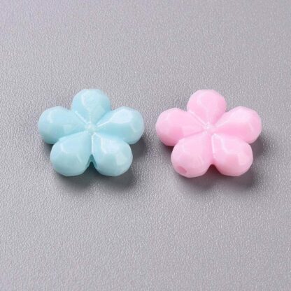 Acrylic Flower Beads – PASTELS – Mixed Colour – 13x14mm – Pack Of 50