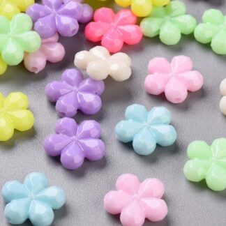 Acrylic Flower Beads – PASTELS – Mixed Colour – 13x14mm – Pack Of 50