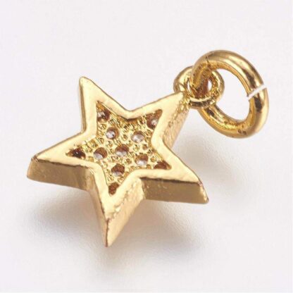 Star Charm – Brass/Cubic Zirconia – 11x10mm