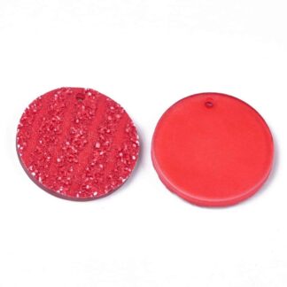 Resin Pendant – Round – Red – 34x34mm