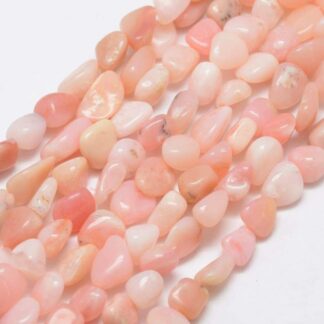 Natural Pink Opal Tumbled Nuggets – Strand of 20