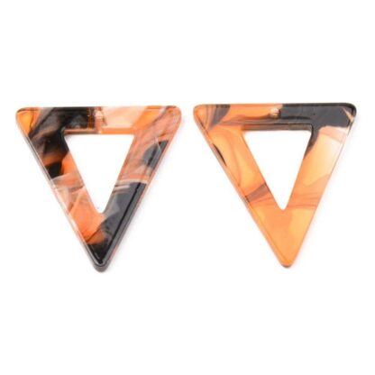 Acrylic Pendant – Triangle – Orange  Multi – 34x30mm