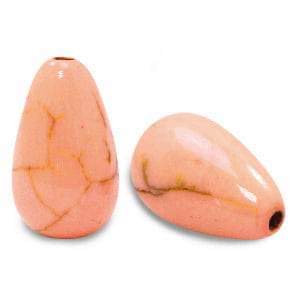 Ceramic Drop Beads – Pale Orange – 16x10mm – Pack Of 2