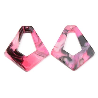 Acrylic Pendant – Kite – Pink Multi – 34x29mm