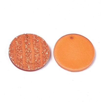 Resin Pendant – Round – Orange – 34x34mm