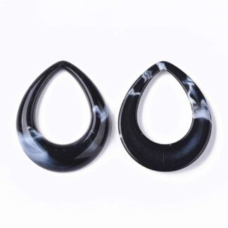 Acrylic Pendant – Teardrop – Black – 53x43mm